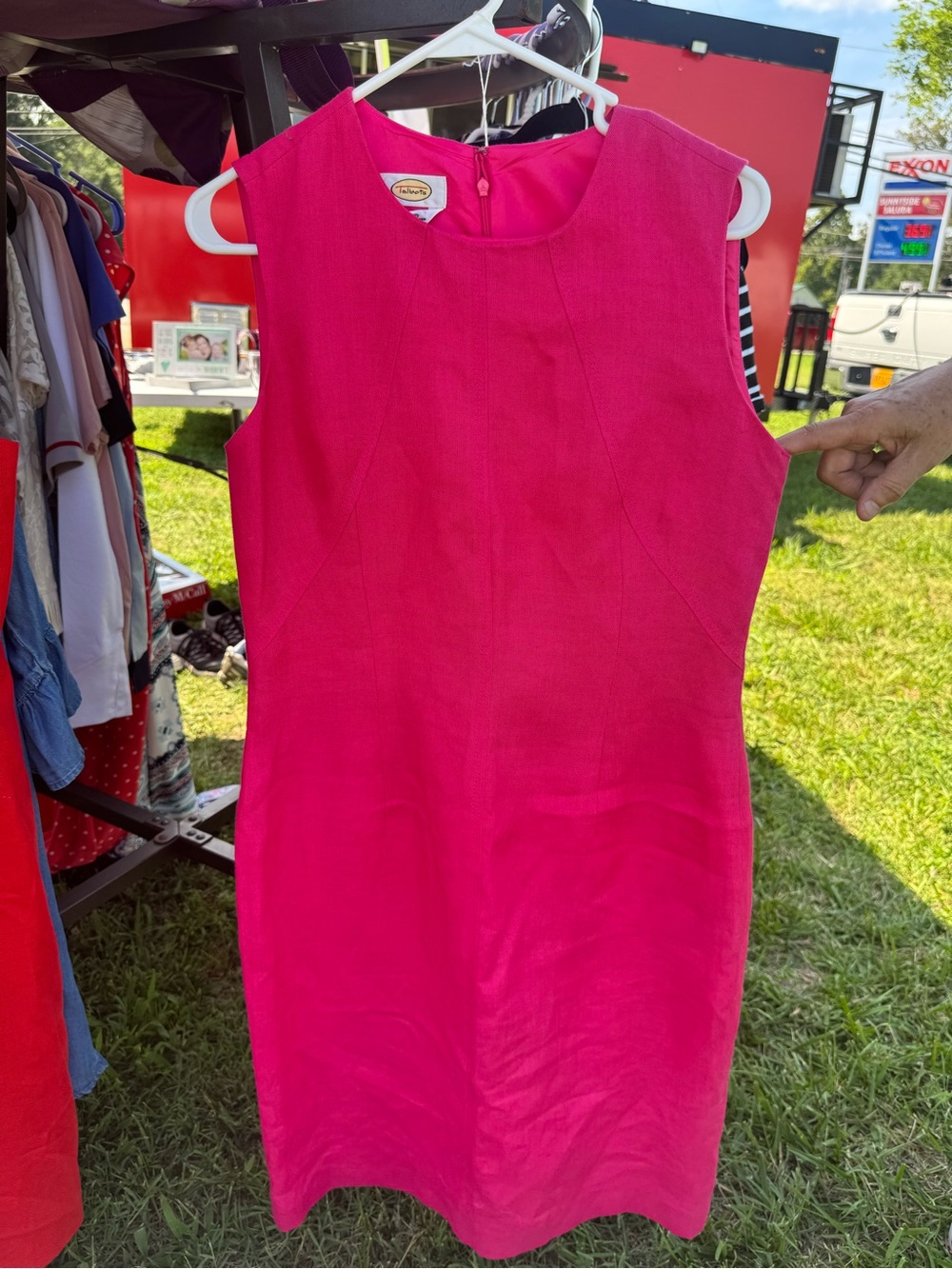 Talbots Hot Pink Sleeveless Linen Blend Shift Dress